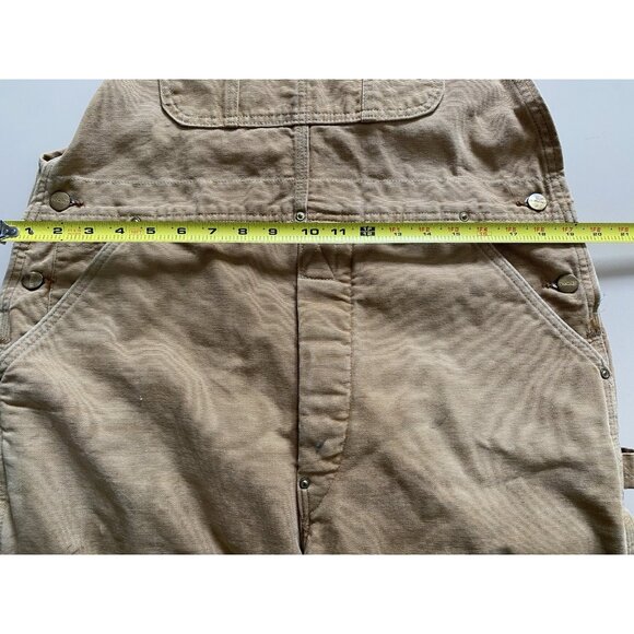 Carhartt Overalls Mens 38x29 Brown Quilted Lined Workwear Double Knee Distressed - Picture 11 of 14